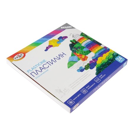 Plasticine 24 colors 480 g, "gamma" "classic", with a glass-2