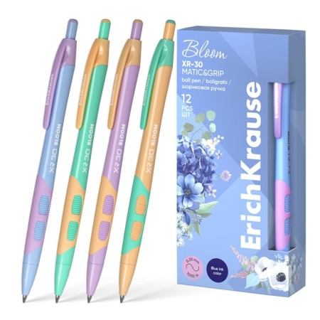 Automatic ball, Erichkrause, XR-30 Matic & Grip Pastel Bloom Node 0.7 mm, blue