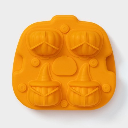 Form for ice “Pumpkin”, silicone, 4 cells, 15.4 × 14 × 4.5 cm, color orange color-2