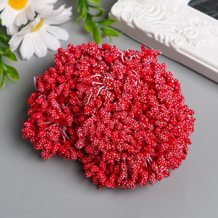 Stamens for flowers "droplets of red bubbled" 4x7 mm set 700 pcs length 6.5 cm-1