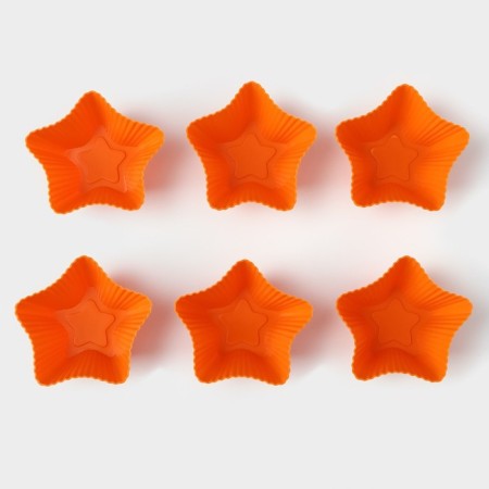 A set of silicone forms for baking the share "Rib. Star", 7 × 7 × 3.5 cm, 6 pcs, color orange-2