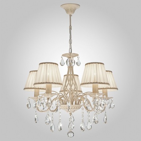 Amelia 5x60W E14 chandelier is white with gold