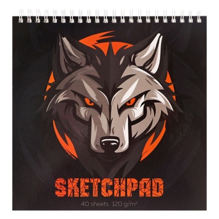 Sketchpad 195x195 40 sheets on the crest wolf, glossy lamination, texture, block 120g/m2