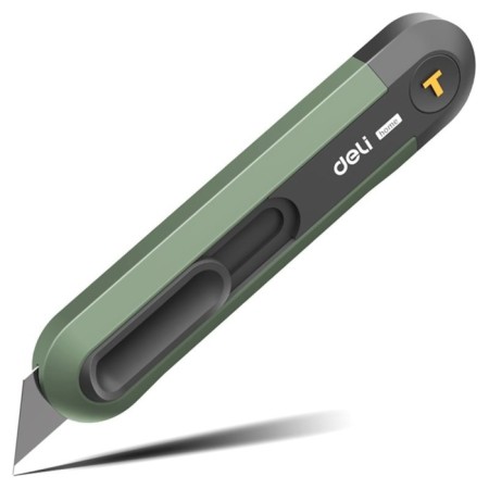 Technical knife Deli HT4008L 112884, Auto -REVERTER, Green, Trapeziyevid blade