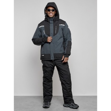 Male winter ski costume, size 48, dark gray color-4