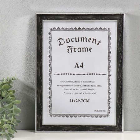 Photo frame Plastic format A4 "Abstraction of Black Lines" silver 1.5x24.6x33.3 cm
