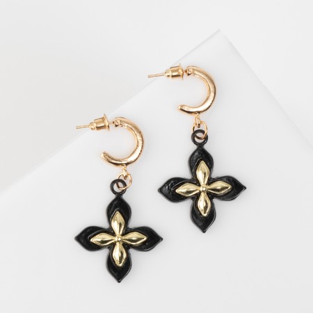 Earrings Metal "Brill" four -leafer, color gold-1