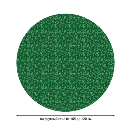 Green funny tablecloth, round, oxford, elastic band, size 140x140 cm, diameter 105-120 cm-1