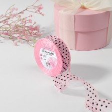 Kapron ribbon “peas”, 25 mm, 23 ± 1 m, pink color