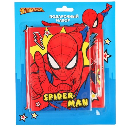 Chancellery set, notebook A6, pen, stickers, spider-man-10