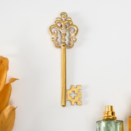 Panel interior polystone "openwork key" gold with a white patina 6.5x1x17 cm