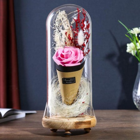 Network Sobe "Pink rose in the bouquet" LED 3AAA 10x10x21 cm Risalux-1