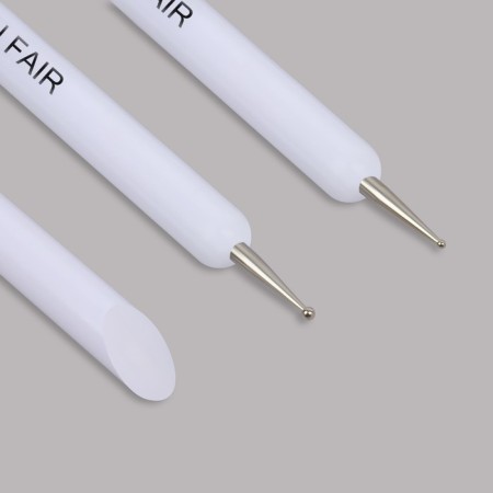 Set for building and design of nails: point brush - Dots 2 pcs, point brush - Pusher, 15 cm, white color-2