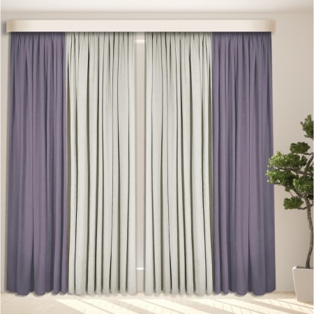 Set of curtains "Canvas", size 200x270 cm, 2 pcs, color purple gray