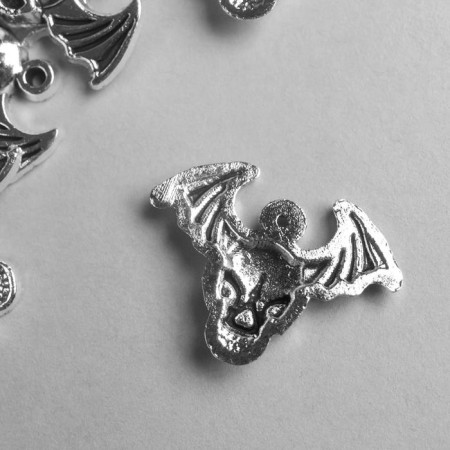 Decor Metal for creativity "Skull with wings" silver 1743 2.3x1.7 cm-1