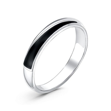 Ring "Line", silvering, black color, 17 size