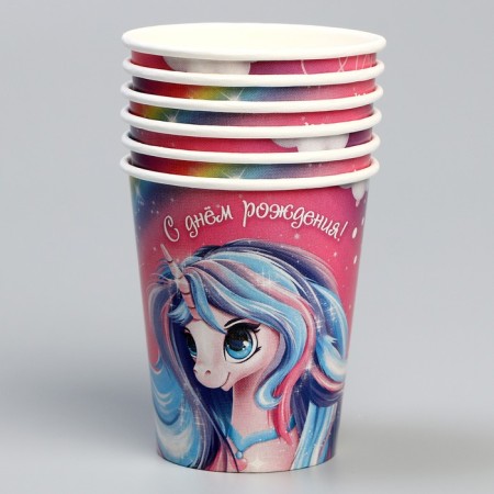 A one -time paper "unicorn" 250 ml. set 6 pieces-1