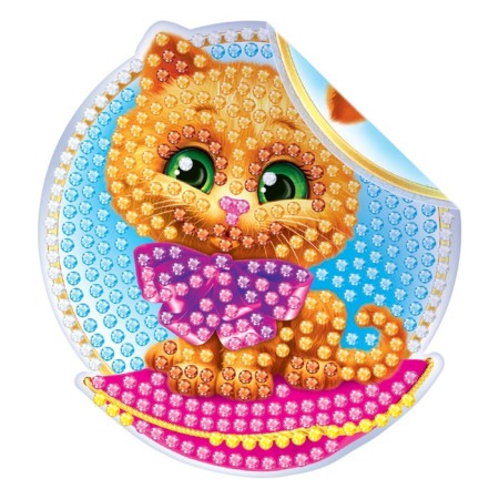 Diamond mosaic-sticker on a sticker for children "Kotik", 10 x 10 cm-1