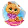 Diamond mosaic-sticker on a sticker for children "Kotik", 10 x 10 cm