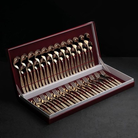 Set of dining room "Uralochka", 48 items, thickness 2 mm, with a full decorative coating, decorative box, gold color