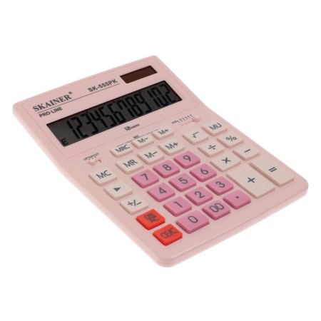 Large desktop calculator, 12-bit, Skainer SK-555PK, 2 power, 2 memory, 155 x 205 x 35 mm, pink-2