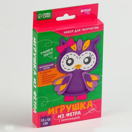 Set for creating a toy made of felt "owl", with perforation and filler-6
