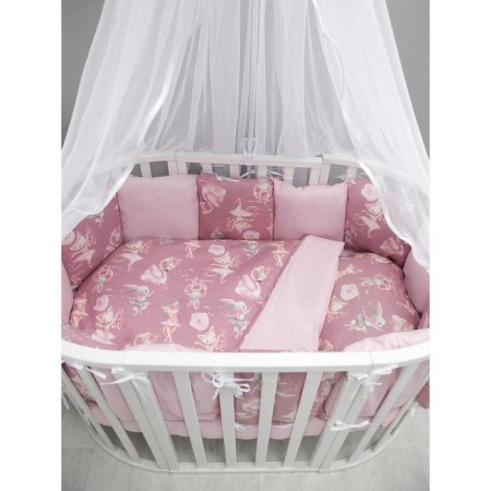 A set in a crib 3 objects Baby Boom, a delicate dance print, pink color-6