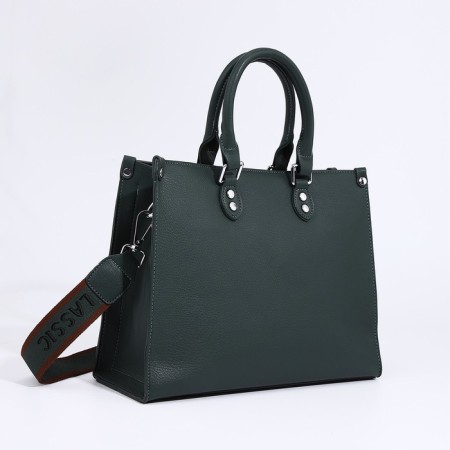 Bag Female Tout with zipper, green color-3