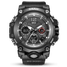 Electronic watch, alarm clock, calendar, d-5.6 cm, l-20.5 cm, 3 atm, black