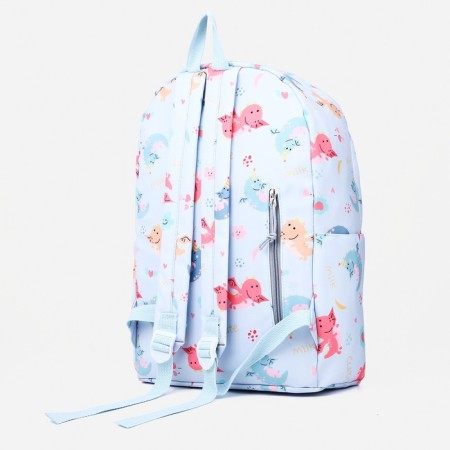 School backpack of textiles with lightning, external pocket, blue color-3