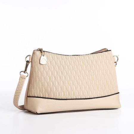 Cross-Bodi Bag on a zipper, beige color-2