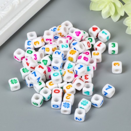 Beads for creativity plastic "Distance on the cube" White set 20 grams 0.7x0.7 cm