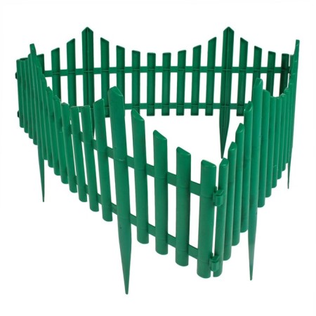 Decorative fence, 30 × 300 cm, 5 sections, plastic, green, Greengo-8