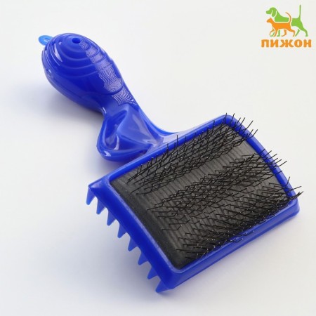 Brush - three -row pudder, base 84 x 58 mm, blue
