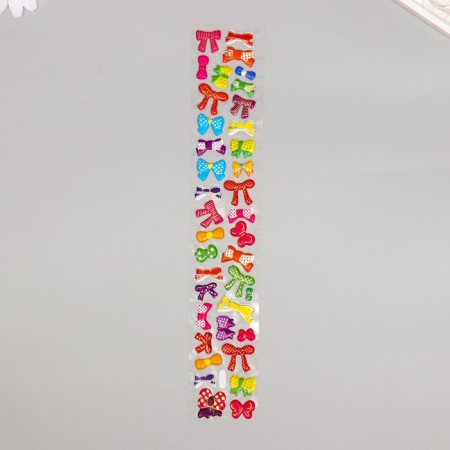 Sticker plastic volumetric "bows/flowers" with gold stroke mix 33.5x6 cm-1