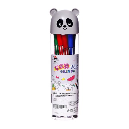 Flomasters 12 colors in the tube of panda gray, ventilated cap-5