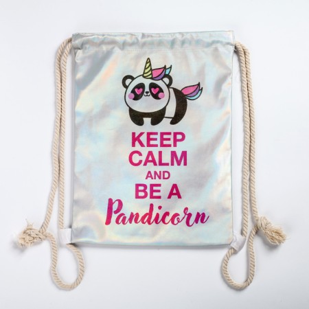 Back for shoes Keep Calm and Be a pandicorn leather holography, 30 x 40 cm-3