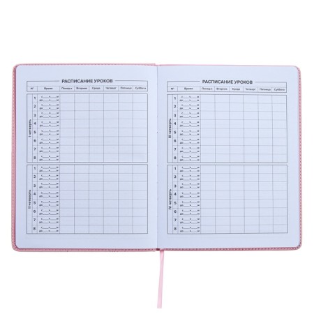 Universal Diary Grade 1-11, 48 sheets "Pink sneakers", solid cover of artificial leather, pancake embossing, rhinestones, embossing foil, block offset-8