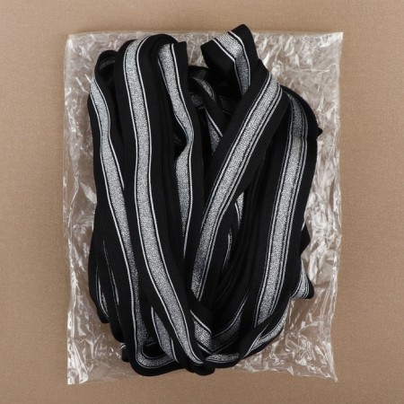 Braid knitted lamps 25 mm, 9 ± 0.5 m, black/silver color-3