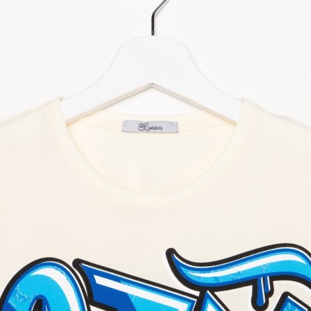 T-shirt for a boy, the color is light beige, height 146 cm-3