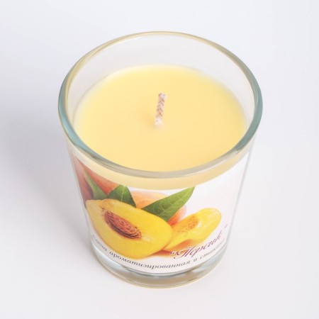 Aromatic candle in a glass "Persik", 6.5x6.5 cm, 10 hours, 165 g, yellow-2