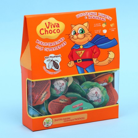 Chocolate sweets with cream filling "Vivachoco Cat", orange. 170 g