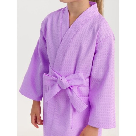 Waffle children's robe "kimono", size 30, lilac color-2