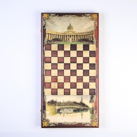 NARDS "Peter-ROSTROL Column", wooden board 60 x 60 cm, with a field for playing checkers-7