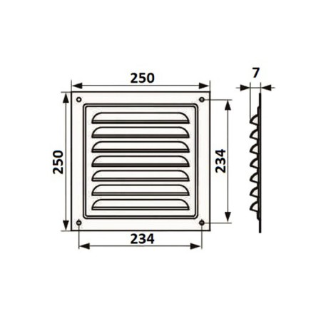 Ventilation grate Zein luxury RM2525, 250 x 250 mm, with a grid, metal, white-6