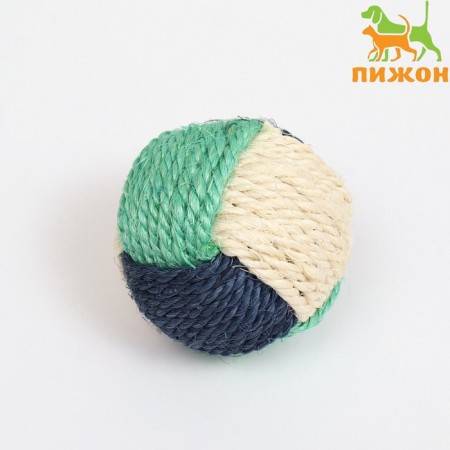 Ball intertwined from sisali, 6 cm, white/blue/green