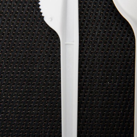 A set of plastic disposable cutlery 5 in 1: fork, spoon, knife, napkin, toothpick, white color-3