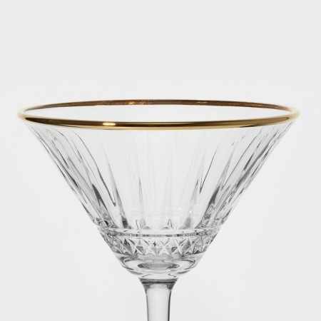 Set of glass glasses Elysia, 220 ml, 4 pcs, golden border-3