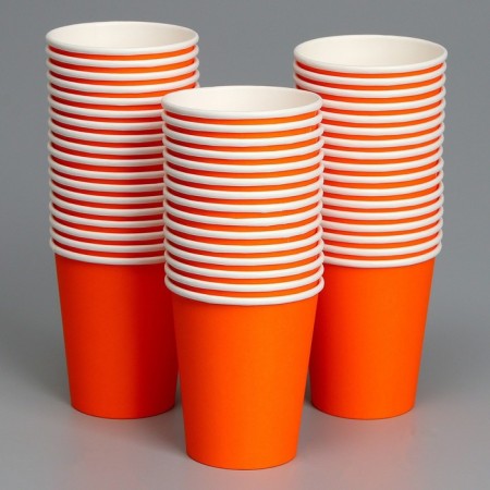 A one -time paper glass, plain, orange color, 250 ml, 50 pcs 1-3