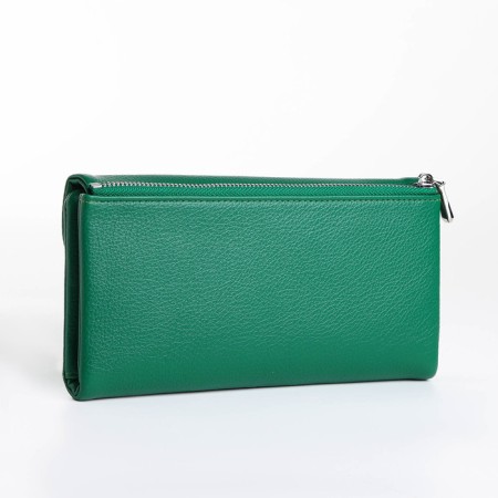 Women's wallet on magnet, green color-1